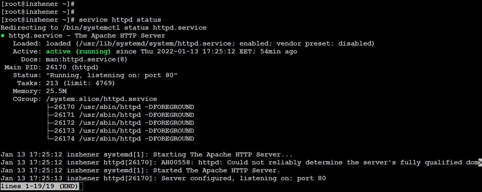Установить веб сервер Apache