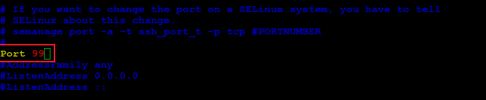 linux ssh change port connection