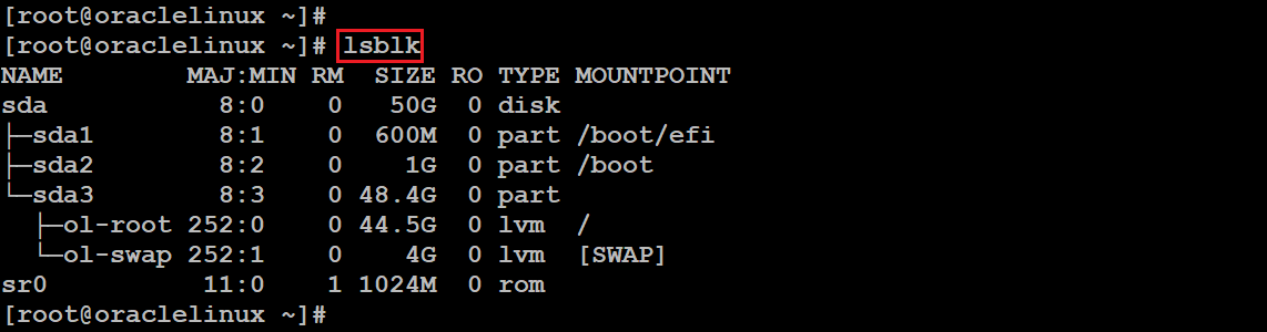 linux disk list