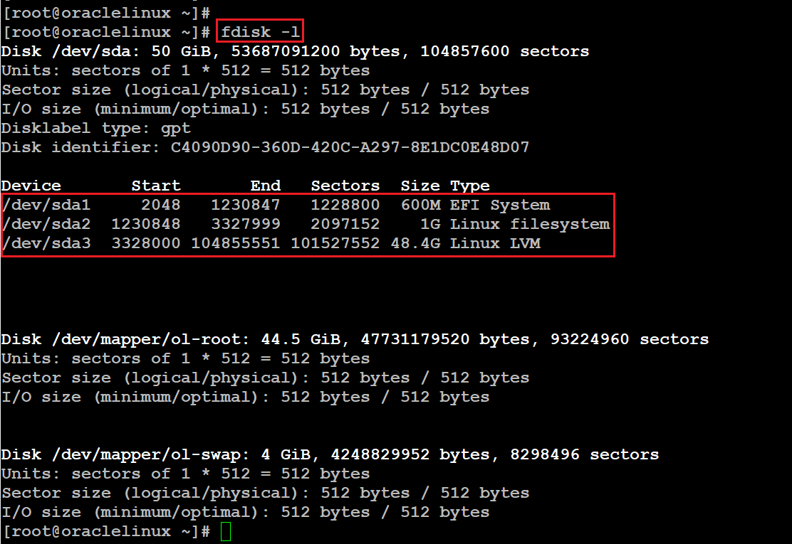 linux disk list