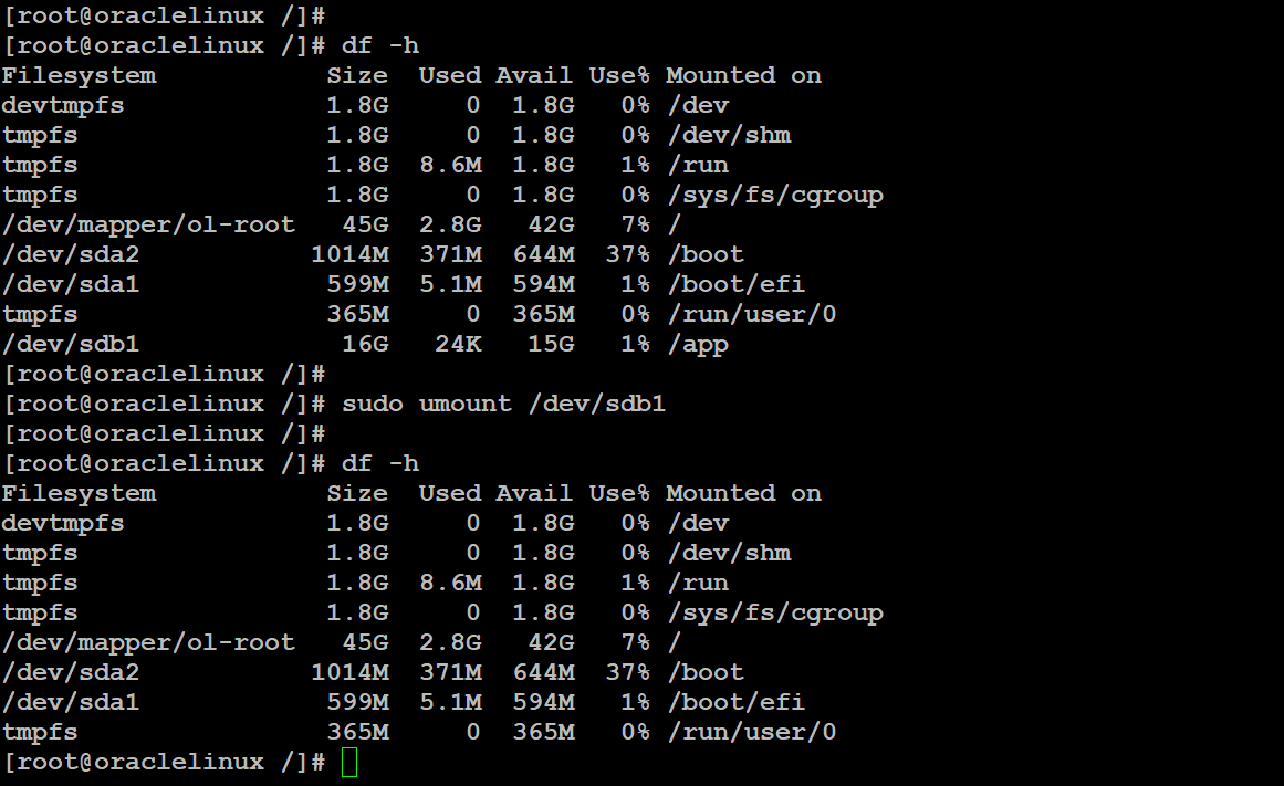 linux mount unmount disk