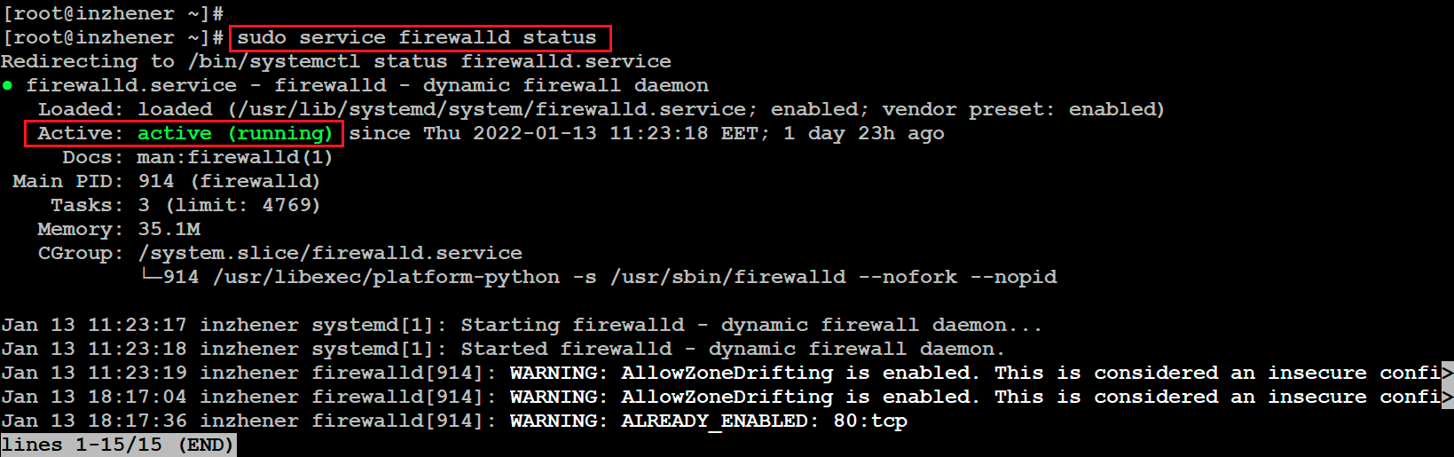 временно или полностью остановить службу Firewall на сервере