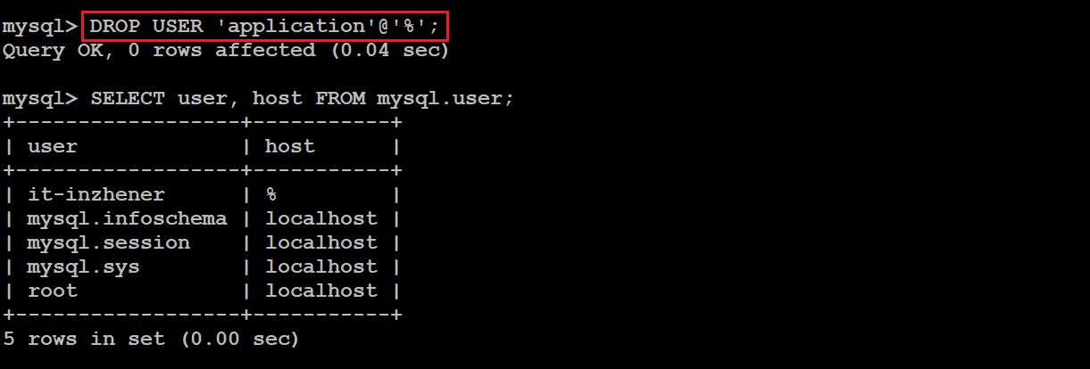 mysql delete user